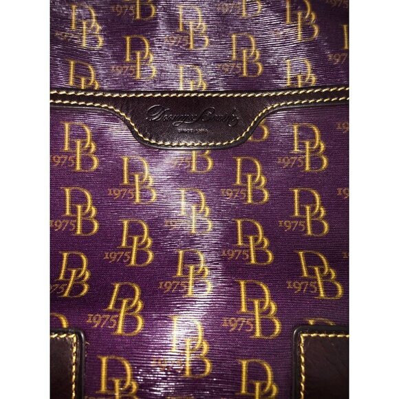 Dooney & Bourke Crossbody Bag Plum Gold DB 1975 Brown Leather Trim Adjustable - Picture 7 of 14